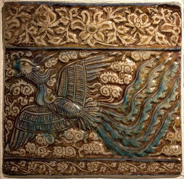 Simurgh (Simorgh or Senmurw) - Azulejos - Faience de Kashan (Persia), period Ilkhanide