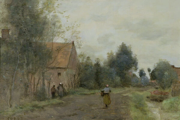 Sin near Douai, Village Street in the Morning, Grey Weather, 1872 (oil on canvas)