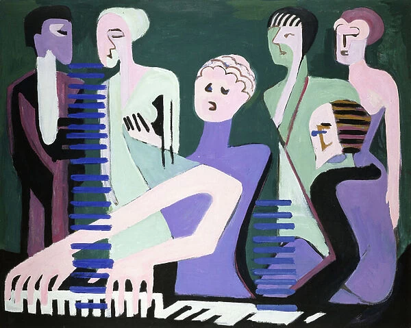 Singer on piano (pianist), 1929 (oil on canvas)