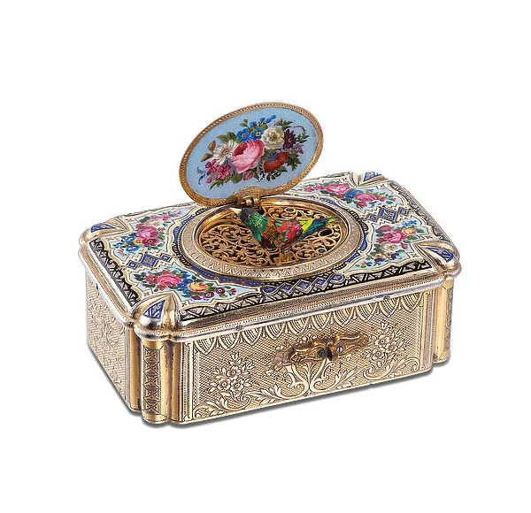 Singing-bird box, c. 1880 (enamel & silver-gilt)