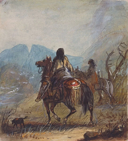Sioux Women, Cut Rocks in the Distance, c. 1837 (pencil, w  /  c and gouache on paper)