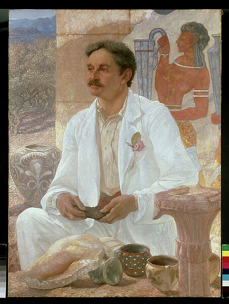 Sir Arthur Evans among the Ruins of the Palace of Knossos, 1907 (oil on canvas)