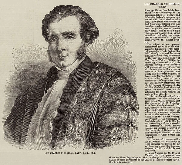 Sir Charles Nicholson, Baronet, DCL, LLD (engraving)