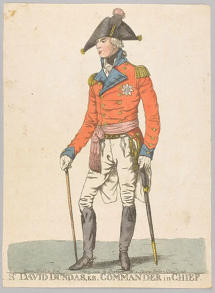 Sir David Dundas, KB, Commander in Chief (etching, coloured)
