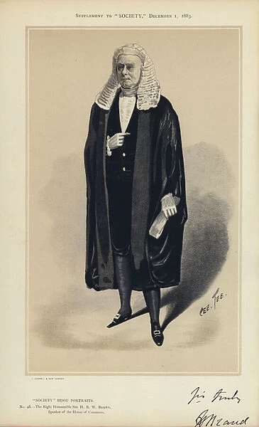 Sir H B W Brand, Speaker of the House of Commons (colour litho)