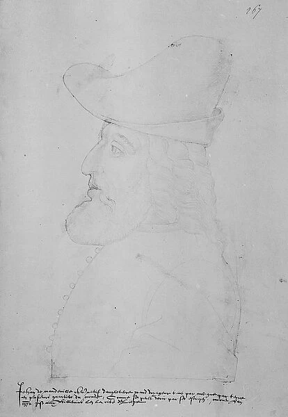 Sir John Mandeville (pencil on paper) (b  /  w photo)