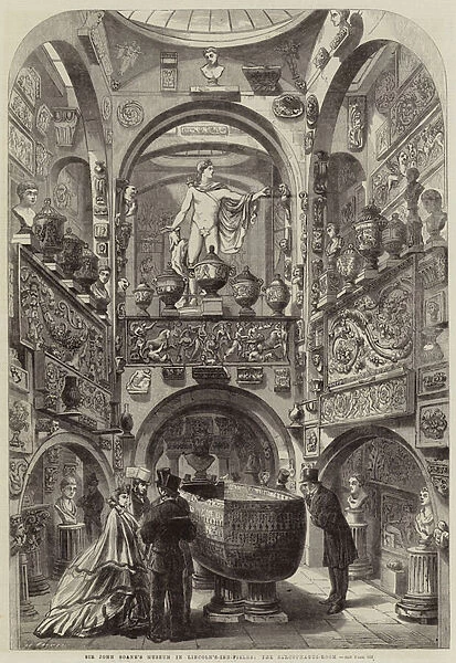 Sir John Soanes Museum in Lincoln s-Inn-Fields, the Sarcophagus-Room (engraving)