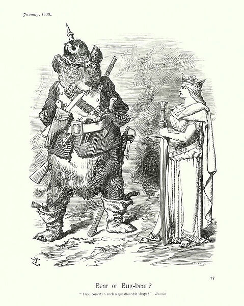 Sir John Tenniel cartoon: Bear or Bug-bear? (engraving)
