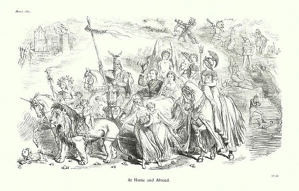 Sir John Tenniel cartoon: At Home and Abroad (engraving)
