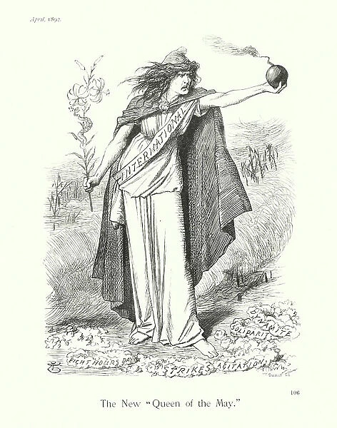 Sir John Tenniel cartoon: The New 'Queen of the May' (engraving)