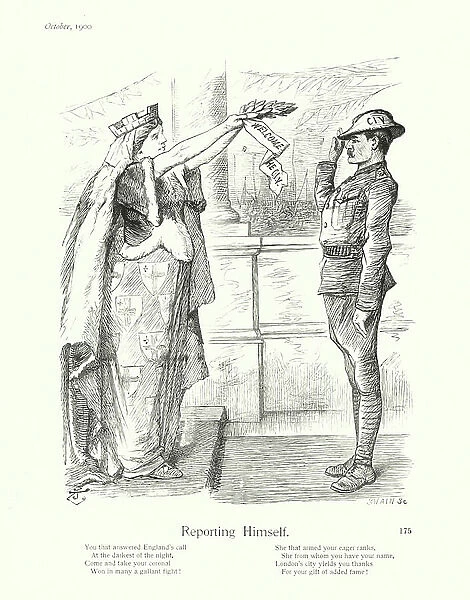Sir John Tenniel cartoon: Reporting Himself (engraving)