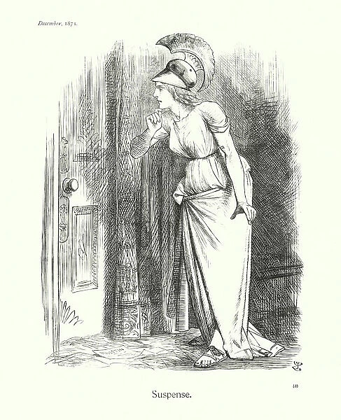 Sir John Tenniel cartoon: Suspense (engraving)