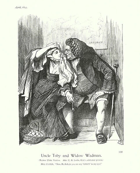 Sir John Tenniel cartoon: Uncle Toby and Widow Wadman (engraving)