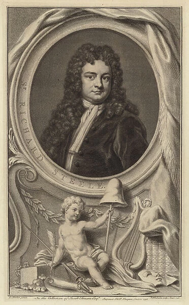 Sir Richard Steele, Irish writer, playwright and politician and co-founder of The Tatler magazine (engraving)
