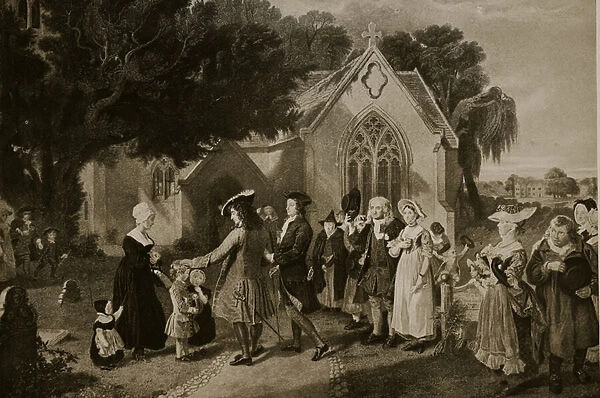 Sir Roger de Coverley, going to church with the Spectator