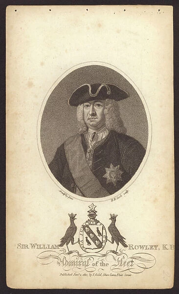 Sir William Rowley, British admiral (engraving)