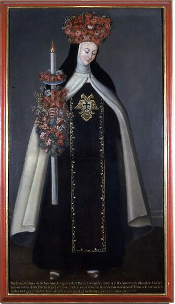 Sister Maria Barbara de St. Joseph crowned with flowers, Convento de las Carmelitas