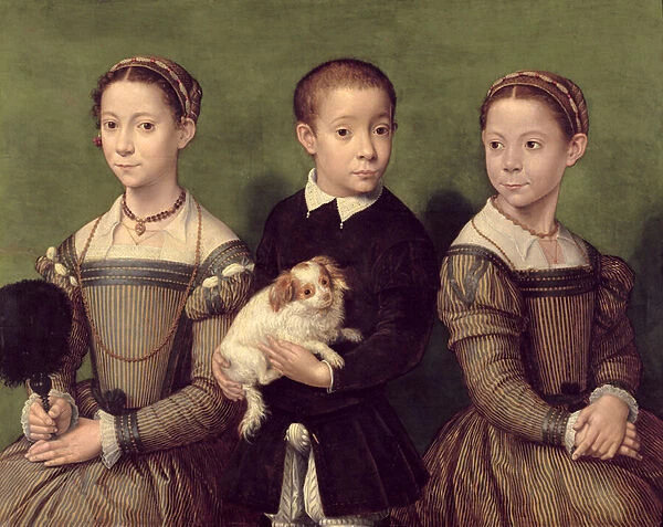 Two Sisters and a Brother of the Artist (oil on panel)