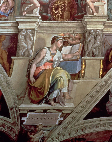 Sistine Chapel Ceiling: Erythraean Sibyl, 1510 (fresco) (post restoration)