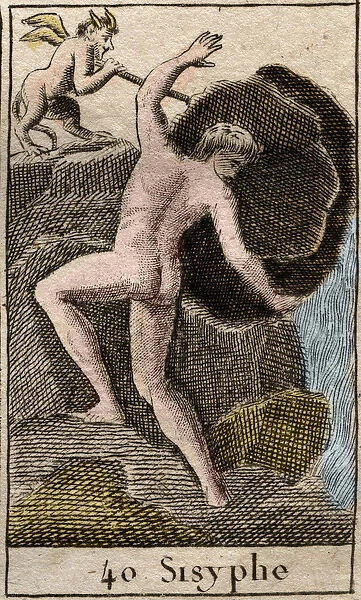 Sisyphus, illustration from Mythologie de la Jeunesse