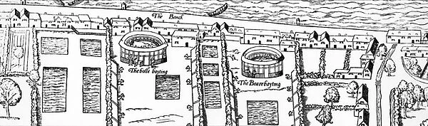 The Site of Shakespeares theatre, detail of Civitas Londinum