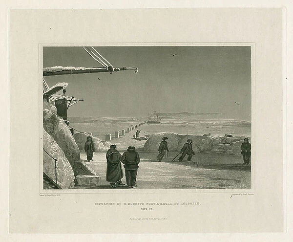 Situation of HM Ships Fury and Hecla, at Igloolik, 1822-23, 1824 (engraving)