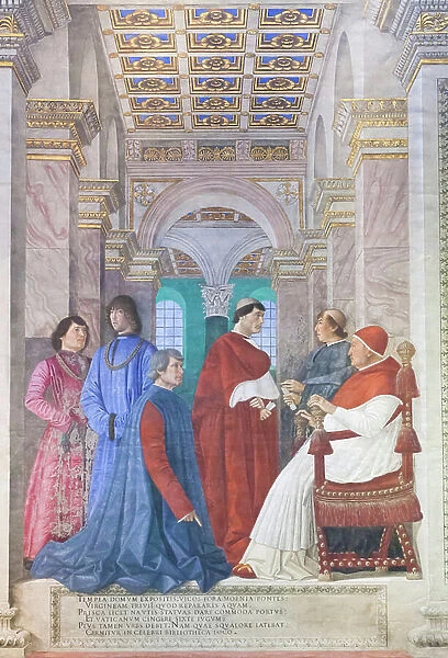 Sixtus IV appointing Bartolomeo Platina Prefect of the Vatican Library, c. 1477 (fresco)
