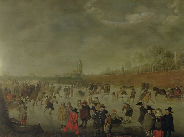 Skating Scene at Kampen (oil on canvas)