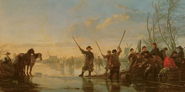 Skating scene with the Ms at Dordrecht, c. 1655-60 (panel)