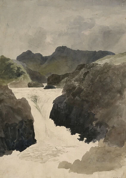Skelwith Force, Westmorland, 1800-1820 (pencil & w  /  c on paper)