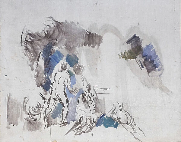 Sketch of bathers, 1900-06 (oil on canvas)