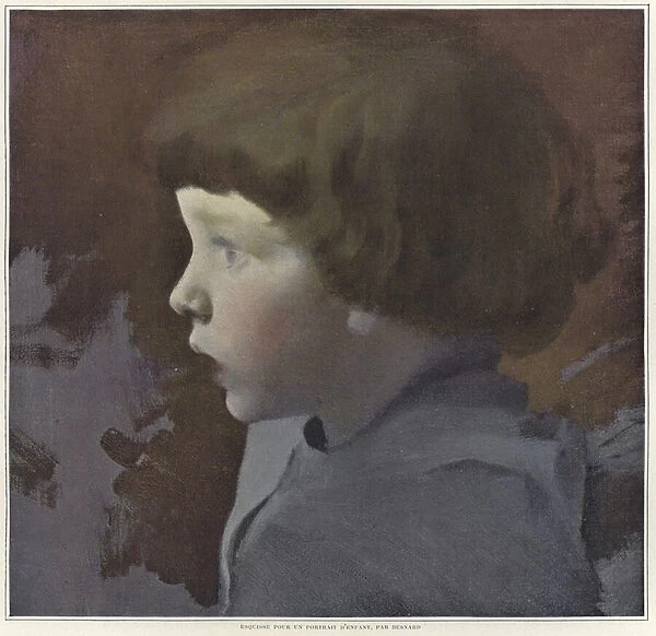 Sketch for a portrait of a child (colour litho)