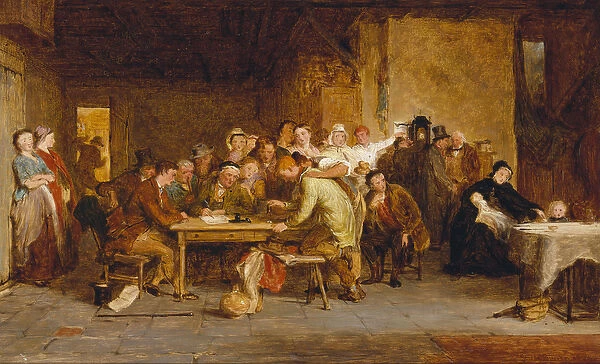 Sketch for The Raffle, 1868 (oil on panel)