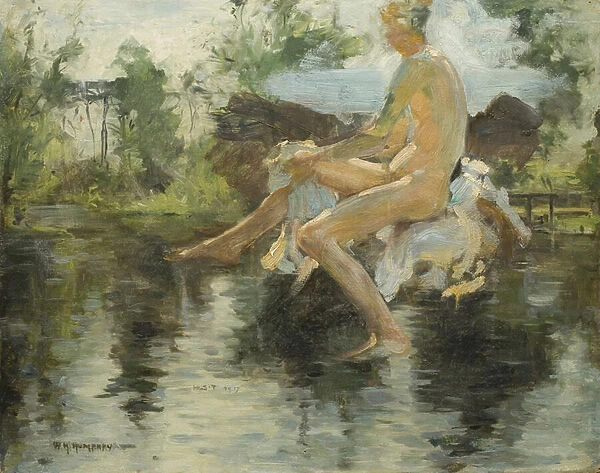 Sketch of a Seated Boy, 1917 (oil on panel)