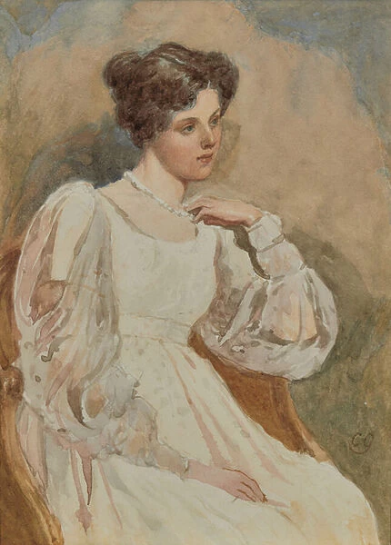 Sketch of young girl, 19th century (Watercolour)