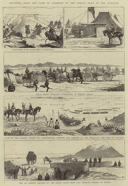 Sketches from the Camp of Exercise of the Indian Army in the Punjaub (engraving)