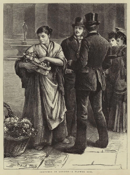 Sketches in London, a Flower Girl (engraving)