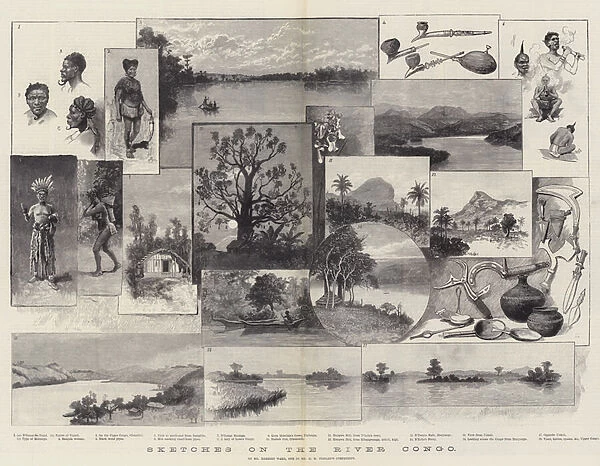 Sketches on the River Congo (engraving)