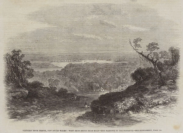 Sketches from Sydney, New South Wales, View from South Head Road, the Harbour in the Distance (engraving)
