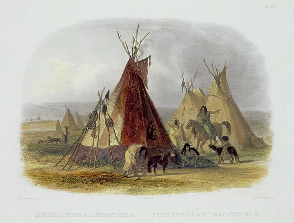 A Skin Lodge of an Assiniboin Chief, plate 16 from Volume 1 of