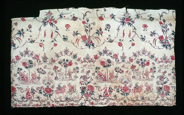 Skirt border, c.1750 (block-printed & pencilled cotton)