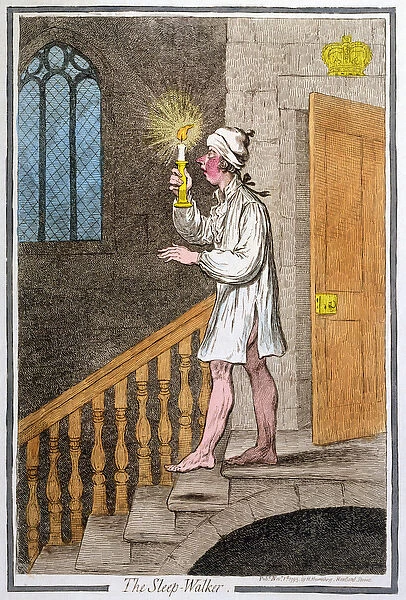 The Sleep-Walker, published by Hannah Humphrey in 1795 (hand-coloured etching0)