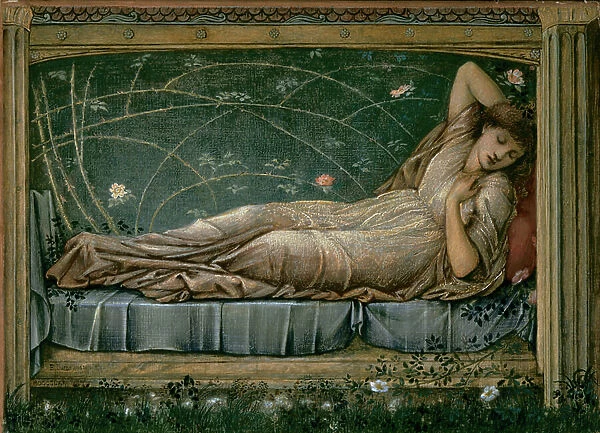 The Sleeping Beauty, 1871 (w / c, bodycolour & gold paint on vellum)