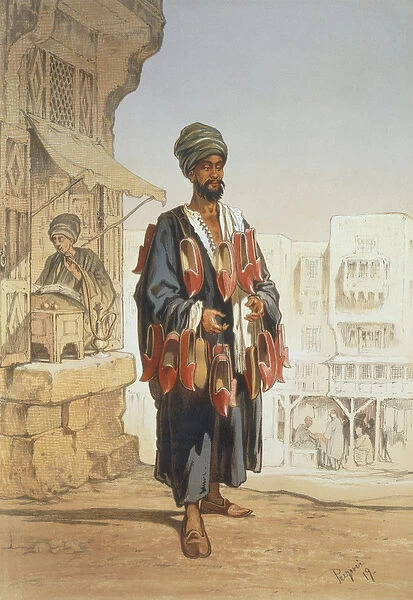 The Slipper Seller, from Souvenir of Cairo, 1862 (litho)