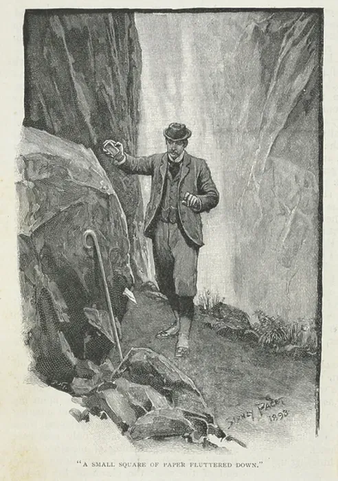 Framed Print : A small square of paper fluttered down. Doctor Watson standing at the Reichenbach falls. Illustration for the story the adventure of the final problem Framed Print : A small square of paper fluttered down. Doctor Watson standing at the Reichenbach falls. Illustration for the story the adventure of the final problem