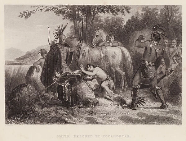 Smith rescued by Pocahontas (engraving)