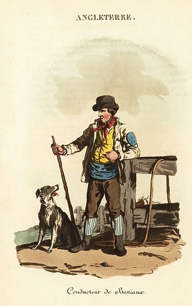 Smithfield drover with dog, 1800s. 1821 (engraving)