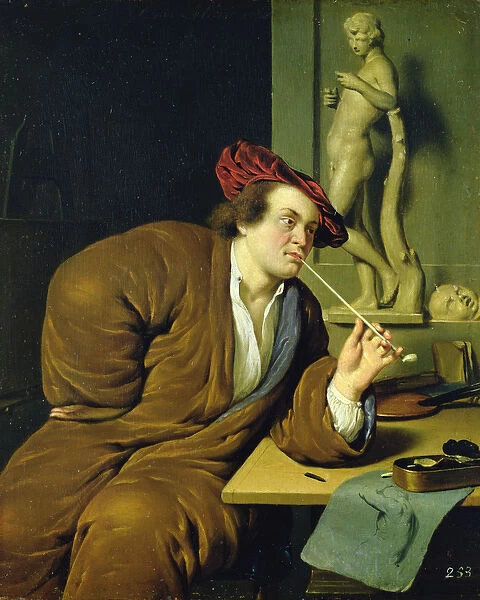 Smoker, possibly a self portrait, 1688 (oil on panel)