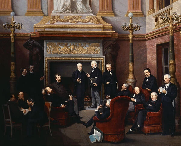 The Smoking Room of the National Assembly (oil on canvas)