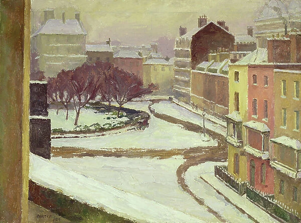 Snow in Hanover Square, London, 1926 (oil on canvas)